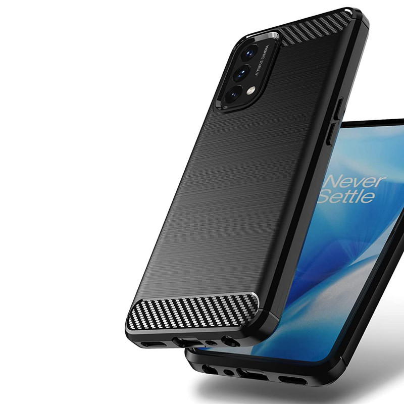 Carbon Case lankstus dangtelis, skirtas OnePlus Nord N200 5G juodas