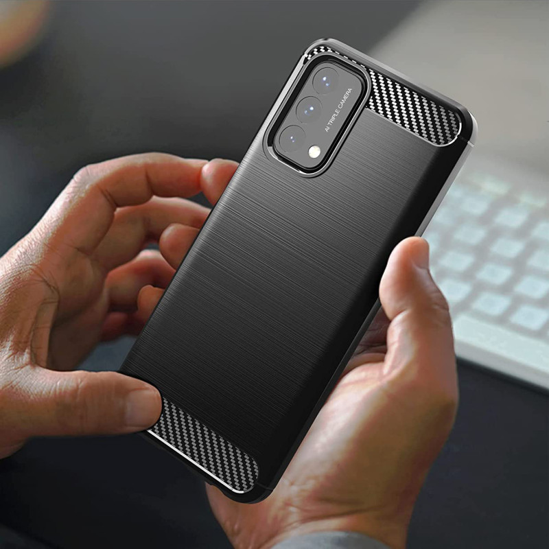 Carbon Case lankstus dangtelis, skirtas OnePlus Nord N200 5G juodas
