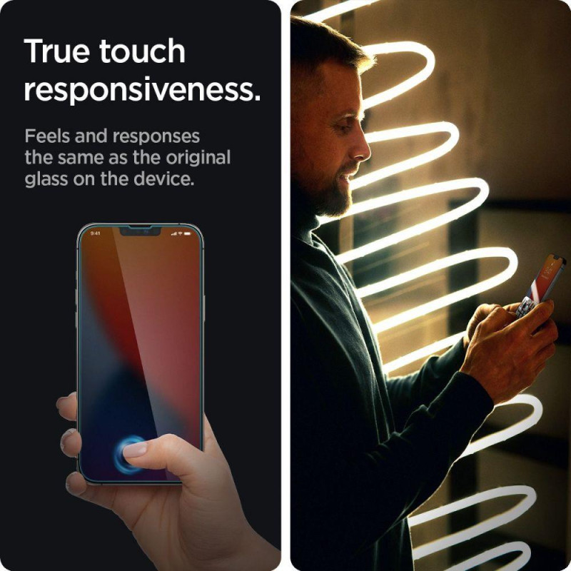 Spigen Glas.tR plonas privatumas grūdintas stiklas, skirtas iPhone 13/ 13 Pro/ 14