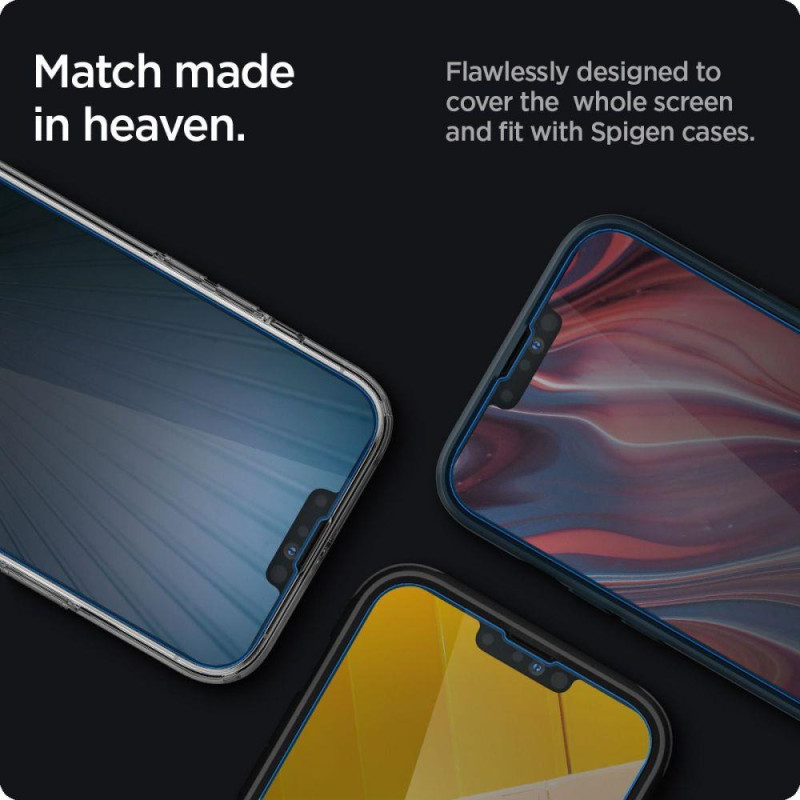 Spigen Glas.tR plonas privatumas grūdintas stiklas, skirtas iPhone 13/ 13 Pro/ 14