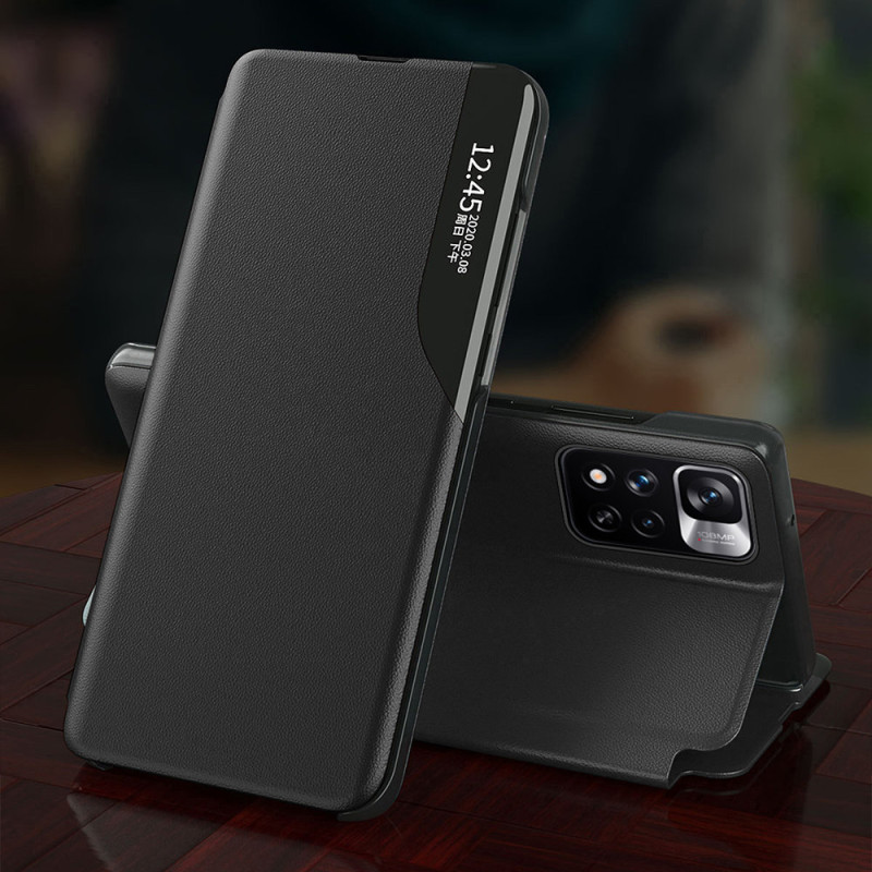 Eco Leather View Case elegantiškas dėklas su atvartu ir stovo funkcija, skirtas Xiaomi Redmi Note 11T 5G / Redmi Note 11...