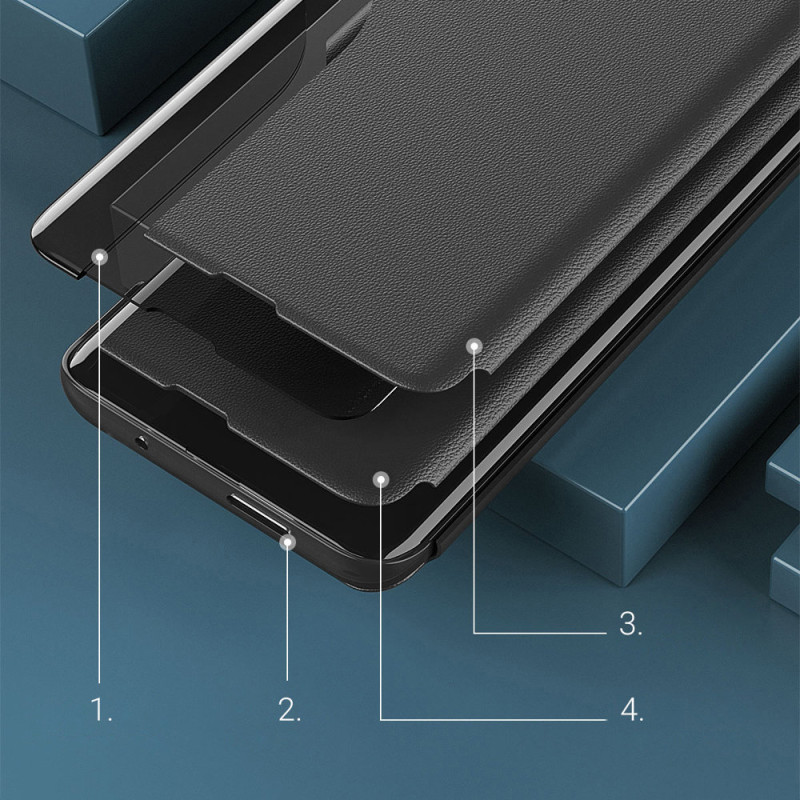 Eco Leather View Case elegantiškas dėklas su atverčiamu dangteliu ir stovo funkcija, skirta Xiaomi Redmi Note 11T 5G / R...