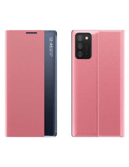 Naujas Sleep Case dangtelis su atvartu ir stovo funkcija, skirta Samsung Galaxy A03s (166.5) rožinė