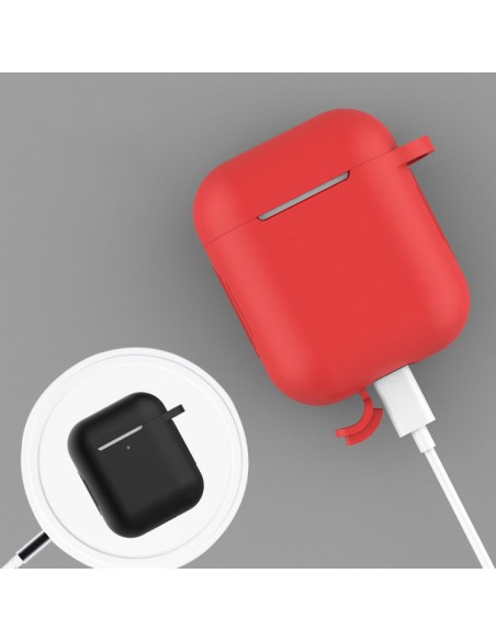 „AirPods 2“ / „AirPods 1“ silikoninis minkštas ausinių dangtelis + raktų pakabukas „Lobster“ pakabukas mėlynas (D dėklas...