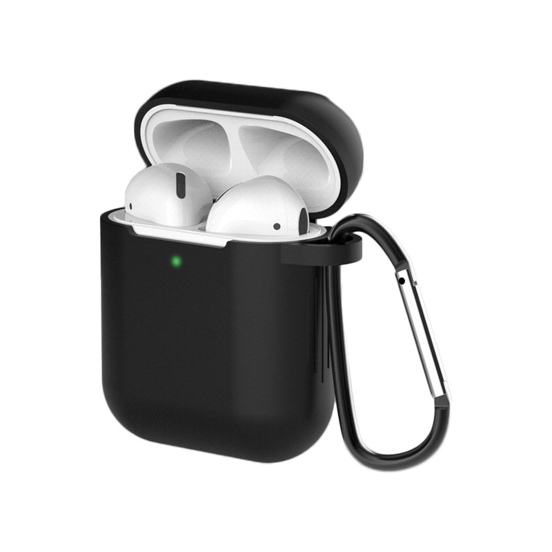 „AirPods 2“ / „AirPods 1“ silikoninis minkštas ausinių dangtelis + raktų pakabukas, juodas pakabukas su omarais (D dėkla... „AirPods 2“ / „AirPods 1“ silikoninis minkštas ausinių dangtelis + raktų pakabukas, juodas pakabukas su omarais (D dėkla...