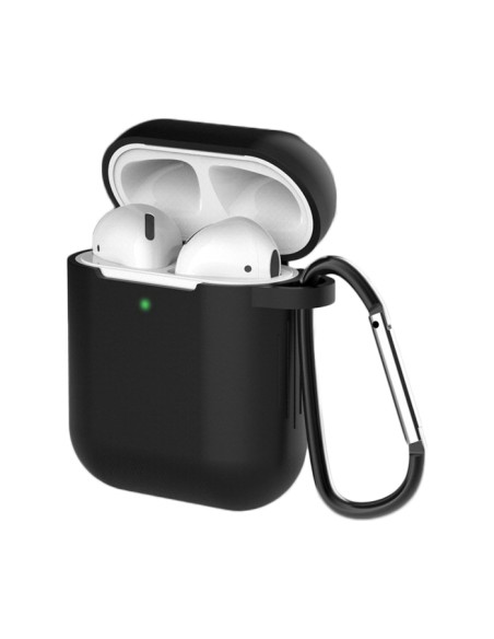 „AirPods 2“ / „AirPods 1“ silikoninis minkštas ausinių dangtelis + raktų pakabukas, juodas pakabukas su omarais (D dėkla... „AirPods 2“ / „AirPods 1“ silikoninis minkštas ausinių dangtelis + raktų pakabukas, juodas pakabukas su omarais (D dėkla...