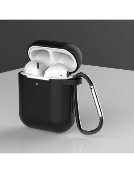 „AirPods 2“ / „AirPods 1“ silikoninis minkštas ausinių dangtelis + raktų pakabukas, juodas pakabukas su omarais (D dėkla... „AirPods 2“ / „AirPods 1“ silikoninis minkštas ausinių dangtelis + raktų pakabukas, juodas pakabukas su omarais (D dėkla...