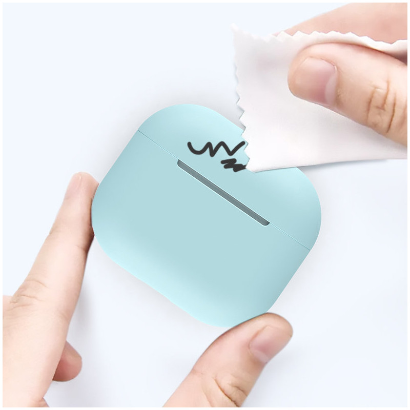 Dėklas AirPods Pro silikoninis minkštas dangtelis ausinėms mėlynas (dėklas C)