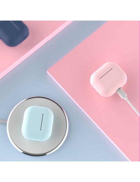 Dėklas AirPods 2 / AirPods 1 silikoninis minkštas dangtelis ausinėms mėlynas (dėklas C)