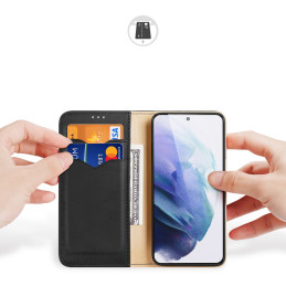 Dux Ducis Hivo odinis dėklas Flip Natūralios odos dangtelis piniginė kortelėms ir dokumentams Samsung Galaxy S22+ (S22 P...