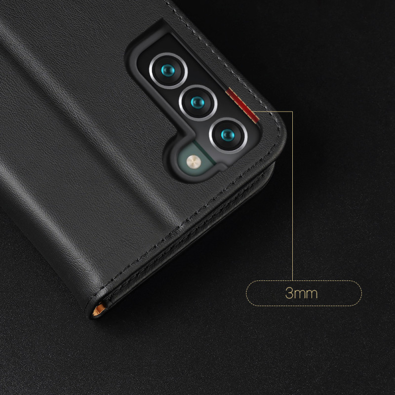 Dux Ducis Hivo odinis dėklas Flip Natūralios odos dangtelis piniginė kortelėms ir dokumentams Samsung Galaxy S22+ (S22 P...