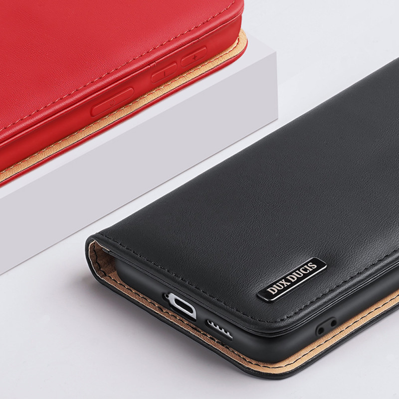 Dux Ducis Hivo odinis dėklas Flip Natūralios odos dangtelis piniginė kortelėms ir dokumentams Samsung Galaxy S22+ (S22 P...
