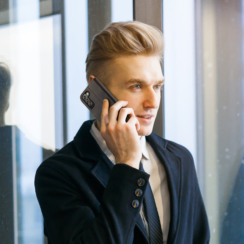 Dux Ducis Hivo odinis dėklas Flip Natūralios odos dangtelis piniginė kortelėms ir dokumentams Samsung Galaxy S22+ (S22 P...