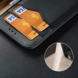 Dux Ducis Hivo odinis dėklas su apverčiamu natūralios odos dangteliu piniginė kortelėms ir dokumentams Samsung Galaxy S2...