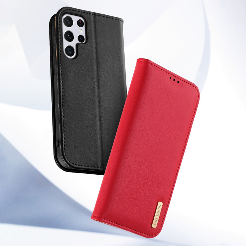 „Dux Ducis Hivo“ odinis atverčiamas dėklas Natūralios odinės dangtelio piniginė kortelėms ir ID „Samsung Galaxy S22 Ultr...