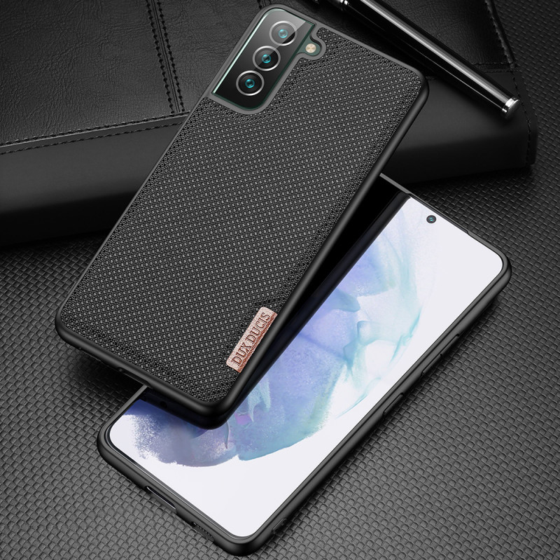 Dux Ducis Fino dėklo dangtelis, padengtas nailono medžiaga, skirtas Samsung Galaxy S22+ (S22 Plus) juodas