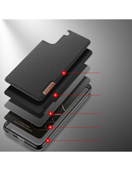 Dux Ducis Fino dėklo dangtelis, padengtas nailono medžiaga, skirtas Samsung Galaxy S22+ (S22 Plus) juodas Dux Ducis Fino dėklo dangtelis, padengtas nailono medžiaga, skirtas Samsung Galaxy S22+ (S22 Plus) juodas