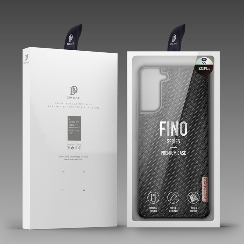 Dux Ducis Fino dėklo dangtelis, padengtas nailono medžiaga, skirtas Samsung Galaxy S22+ (S22 Plus) juodas