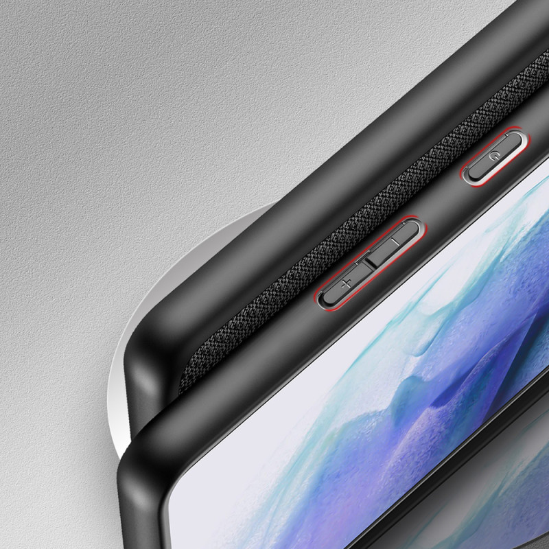 Dux Ducis Fino dėklo dangtelis, padengtas nailono medžiaga, skirtas Samsung Galaxy S22+ (S22 Plus) juodas