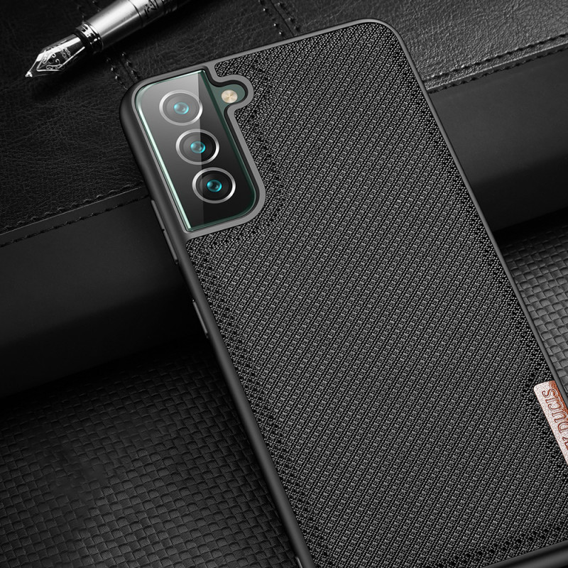 Dux Ducis Fino dėklo dangtelis, padengtas nailono medžiaga, skirtas Samsung Galaxy S22+ (S22 Plus) juodas