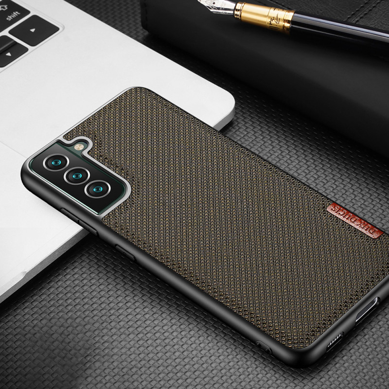 Dux Ducis Fino dėklo dangtelis, padengtas nailono medžiaga, skirtas Samsung Galaxy S22+ (S22 Plus) juodas