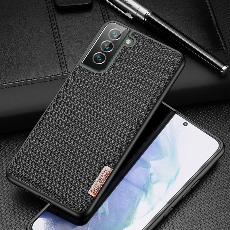 Dux Ducis Fino dėklo dangtelis, padengtas nailono medžiaga, skirtas Samsung Galaxy S22+ (S22 Plus) juodas