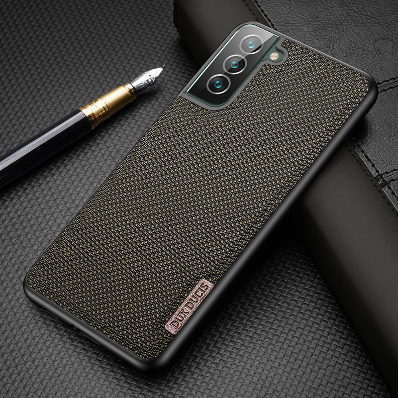 Dux Ducis Fino dėklo dangtelis, padengtas nailono medžiaga, skirtas Samsung Galaxy S22+ (S22 Plus) juodas