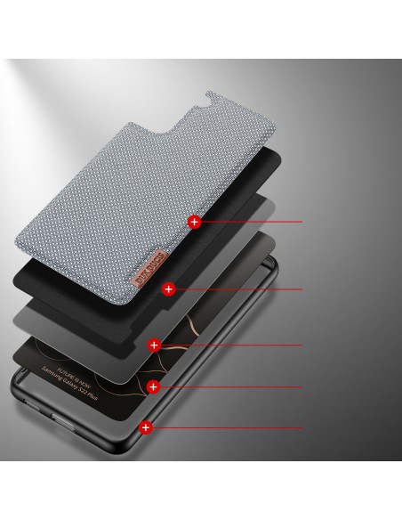 Dux Ducis Fino dėklo dangtelis, padengtas nailono medžiaga, skirtas Samsung Galaxy S22+ (S22 Plus) mėlynai
