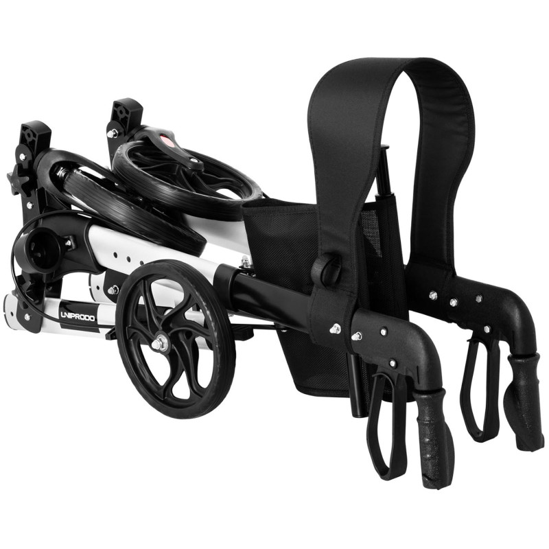 Keturratė vaikštynė senjorams su sėdyne ir krepšiu iki 136kg - balta