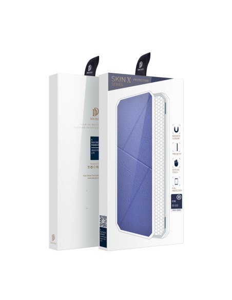 DUX DUCIS Skin X dėklo dėklo dangtelis su atvartu, skirtas Samsung Galaxy S22 mėlynas