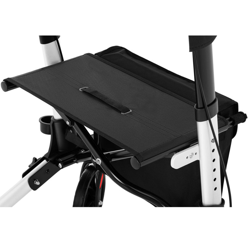 Keturratė vaikštynė senjorams su sėdyne ir krepšiu iki 136kg - balta