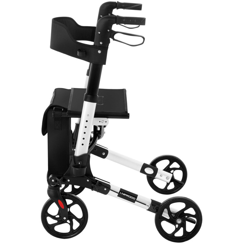 Keturratė vaikštynė senjorams su sėdyne ir krepšiu iki 136kg - balta