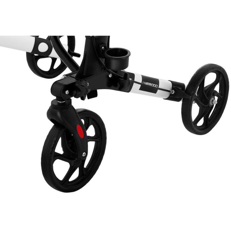 Keturratė vaikštynė senjorams su sėdyne ir krepšiu iki 136kg - balta