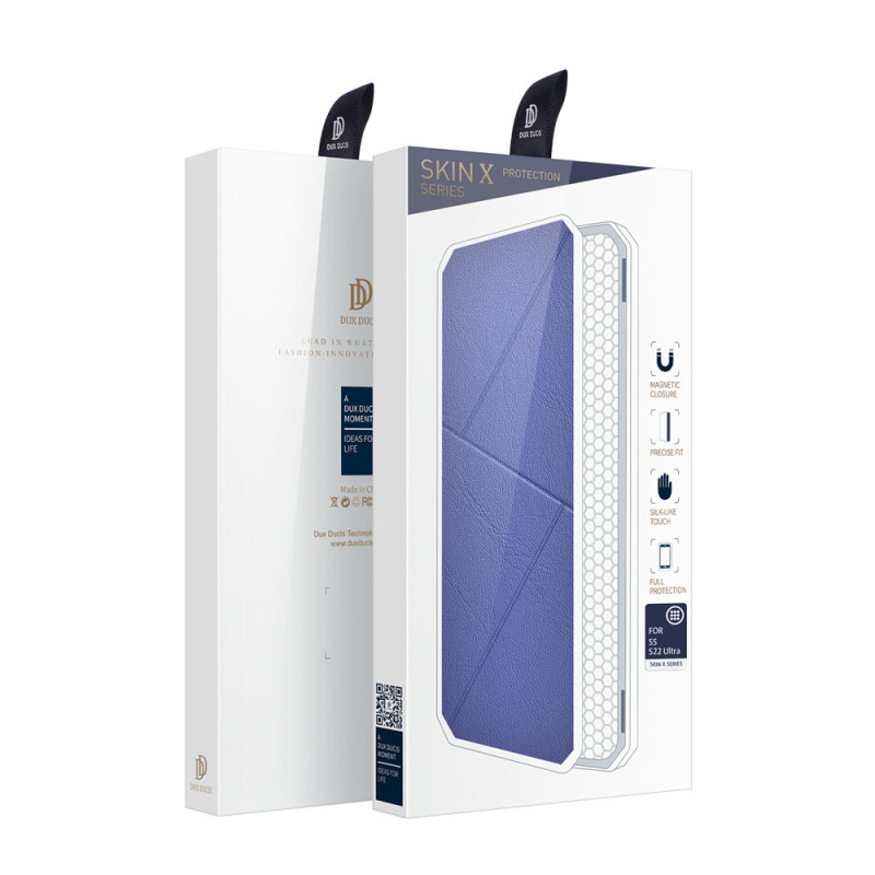 DUX DUCIS Skin X dėklo dėklo dangtelis su atvartu, skirtas Samsung Galaxy S22 Ultra blue
