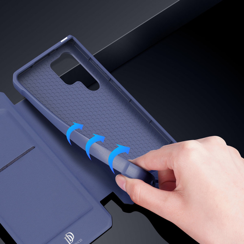 DUX DUCIS Skin X dėklo dėklo dangtelis su atvartu, skirtas Samsung Galaxy S22 Ultra blue
