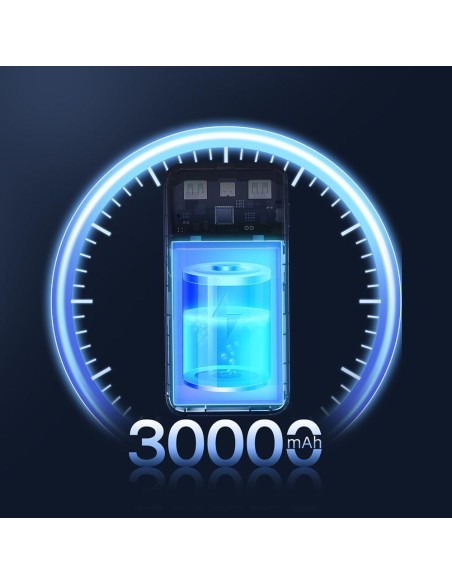 Powerbank 30000mAh 15W kabelis USB-C kabelis juodas