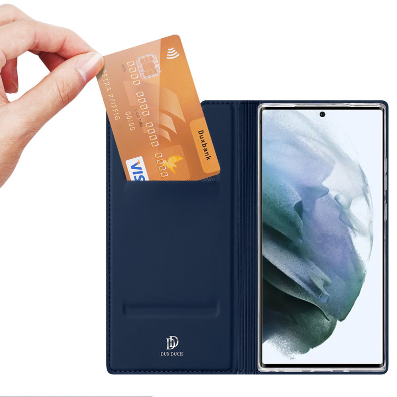Dux Ducis Skin Pro dėklo dėklo dangtelis su atvartu, skirtas Samsung Galaxy S22 Ultra blue