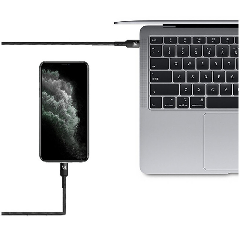 Kabelis USB-C iPhone Lightning Power Delivery 18W 2m juodas