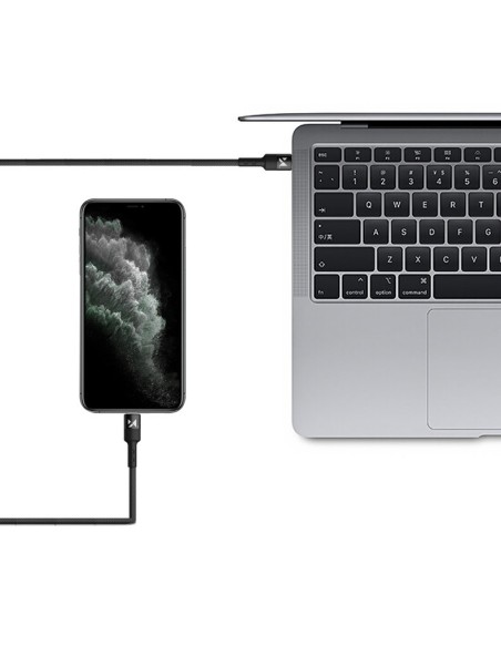 Kabelis USB-C iPhone Lightning Power Delivery 18W 2m juodas Kabelis USB-C iPhone Lightning Power Delivery 18W 2m juodas