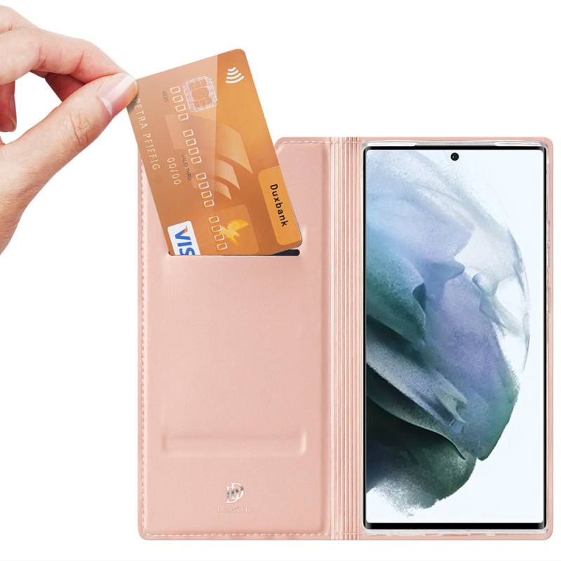 Dux Ducis Skin Pro dėklo dėklo dėklas su atvartu, skirtas Samsung Galaxy S22 Ultra pink