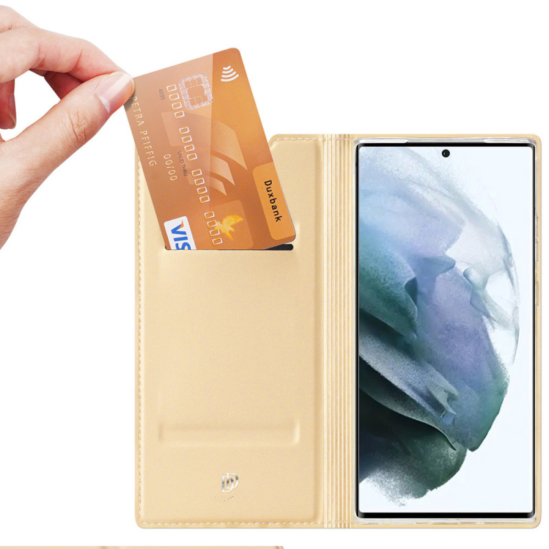 Dux Ducis Skin Pro dėklo dėklo dangtelis su atvartu, skirtas Samsung Galaxy S22 Ultra auksui