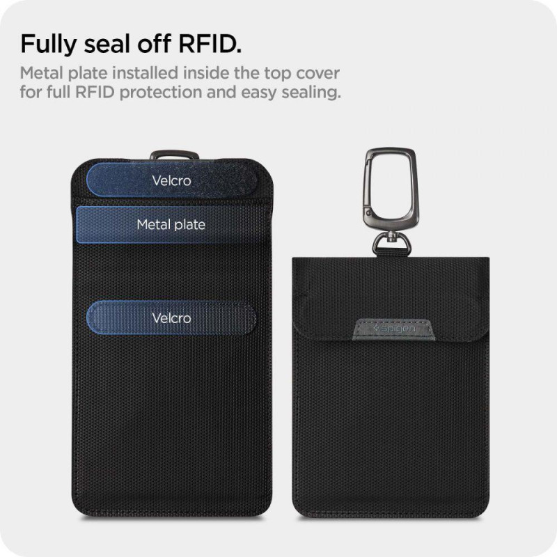 Apsaugos nuo vagystės Spigen Pouch Keyless RFID signalo blokatorius - juodas