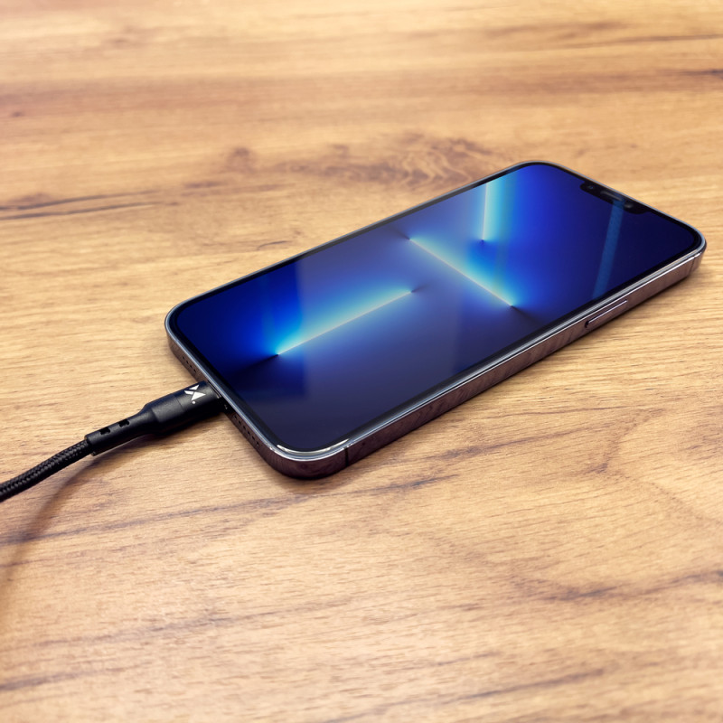 Kabelis USB-C iPhone Lightning Power Delivery 18W 2m juodas