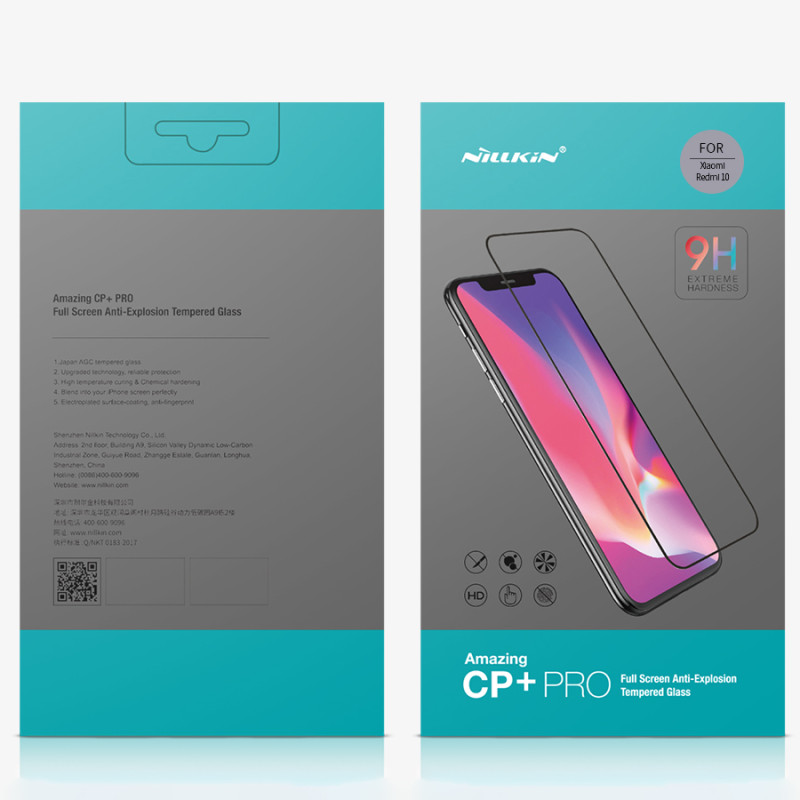 Nillkin CP+PRO itin plonas grūdintas stiklas visam ekranui su 0,2 mm rėmeliu 9H Xiaomi Redmi 10 black
