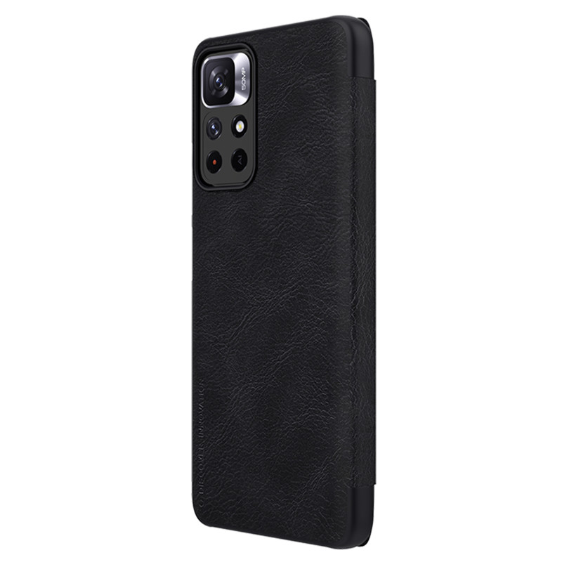 Nillkin Qin Case Flip Case, skirtas Xiaomi Redmi Note 11T 5G / 11S 5G / 11 5G (Kinija) / Poco M4 Pro 5G – juodas