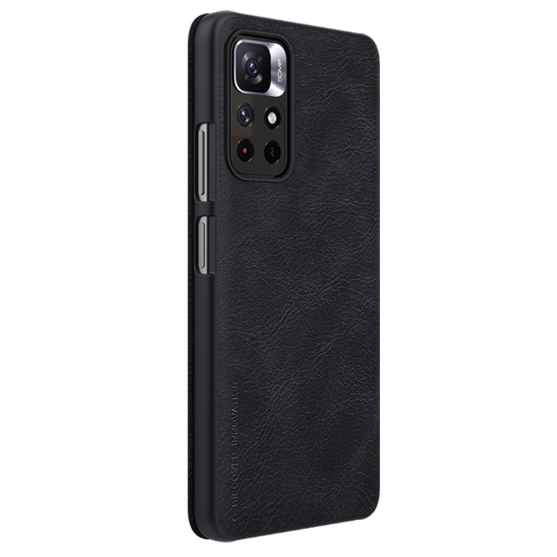 Nillkin Qin Case Flip Case, skirtas Xiaomi Redmi Note 11T 5G / 11S 5G / 11 5G (Kinija) / Poco M4 Pro 5G – juodas