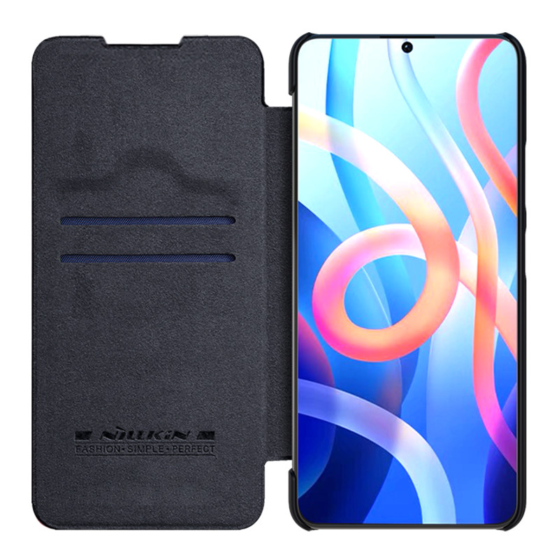 Nillkin Qin Case Flip Case, skirtas Xiaomi Redmi Note 11T 5G / 11S 5G / 11 5G (Kinija) / Poco M4 Pro 5G – juodas