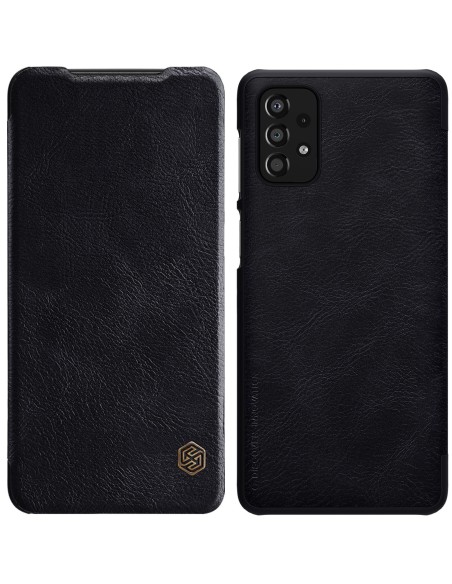 Nillkin Qin dėklas, skirtas Samsung Galaxy A33 5G fotoaparato apsaugai, dėklo dėklas, atverčiamas dėklas, juodas