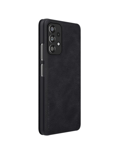 Nillkin Qin dėklas, skirtas Samsung Galaxy A33 5G fotoaparato apsaugai, dėklo dėklas, atverčiamas dėklas, juodas