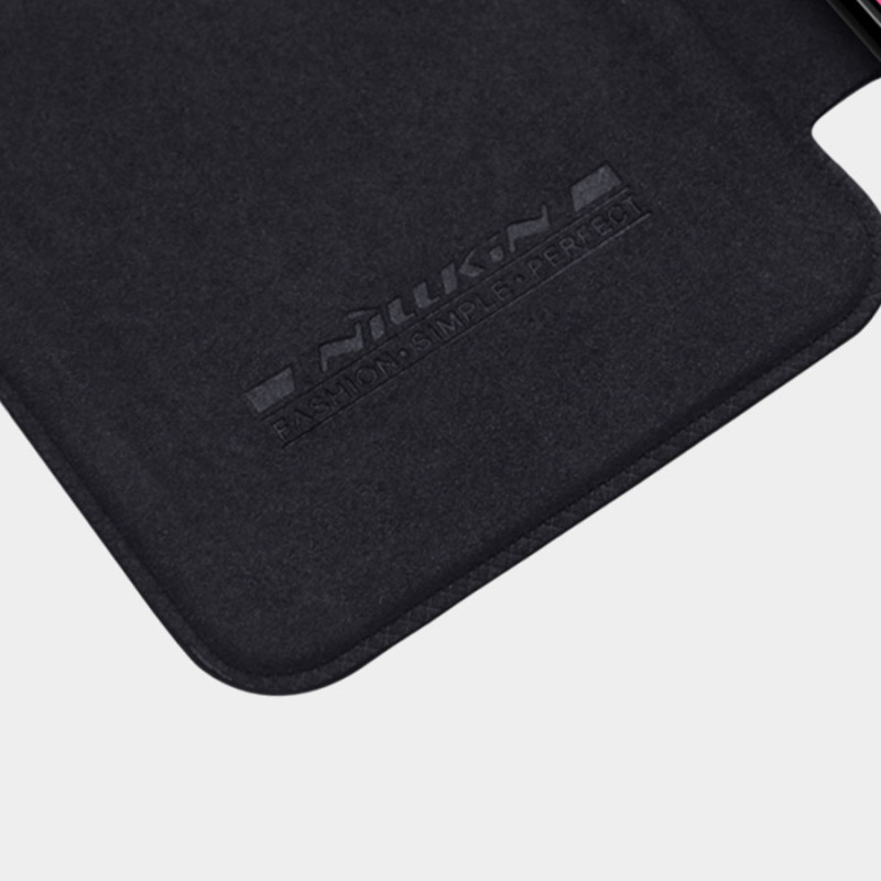 Nillkin Qin dėklas, skirtas Samsung Galaxy A33 5G fotoaparato apsaugai, dėklo dėklas, atverčiamas dėklas, juodas